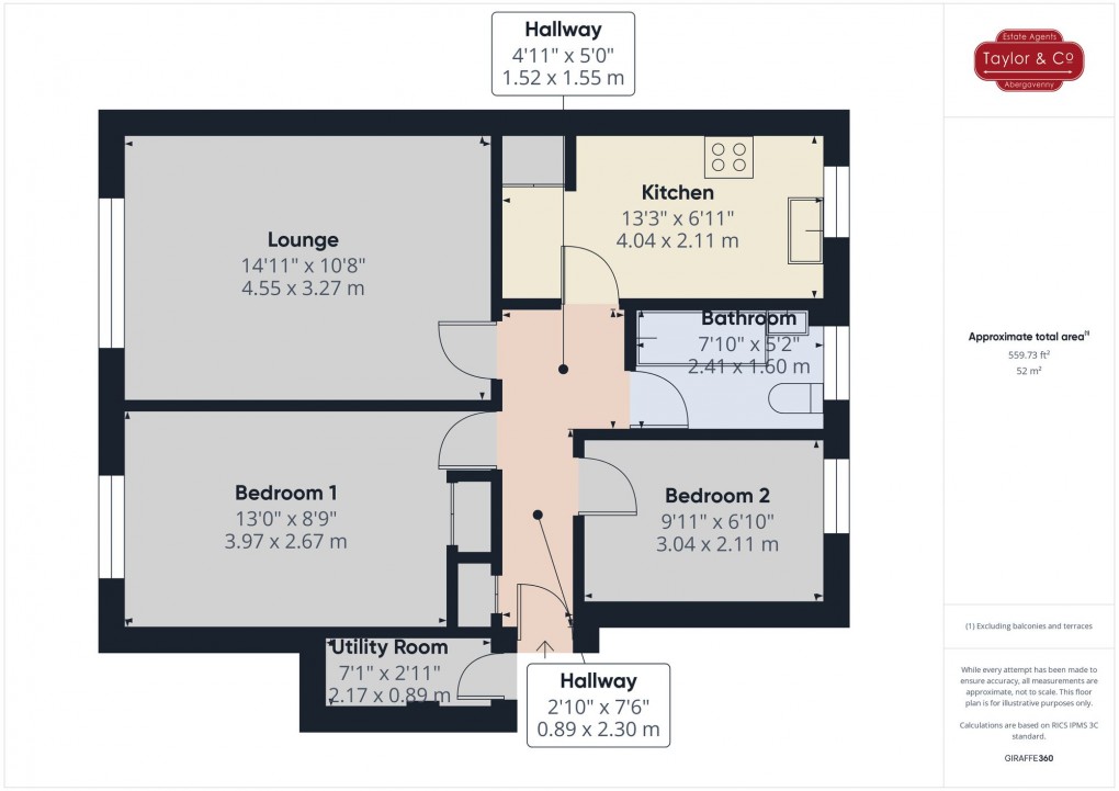 Floorplan for Hereford Road, Priory Court, NP7